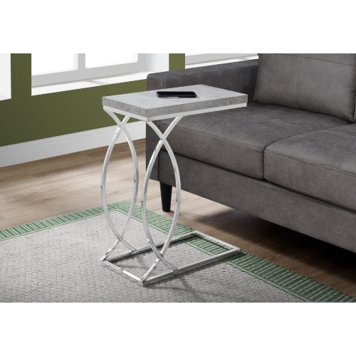 Accent Table in Grey Cement Look with Chrome Metal